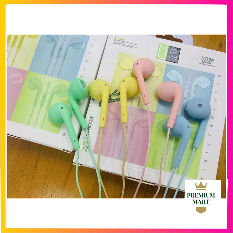 Headset Stereo U19 Macaron / Extra Bass Earphone U 19 Extra Bass [Premiummart]