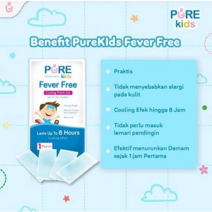 Pure Kids Fever Free / Pure Baby Obat Demam Anak / Plester Penurun Panas Cooling Patch Gel Plaster Dingin