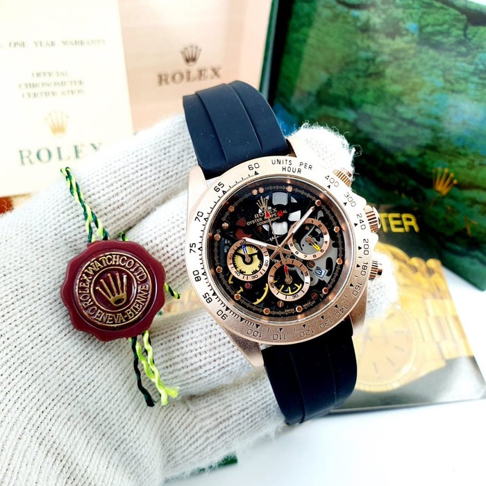 JAM TANGAN PRIA | ROLEX | RUBBER OYSTER DATE CHRONO AKTIF ORIGINAL