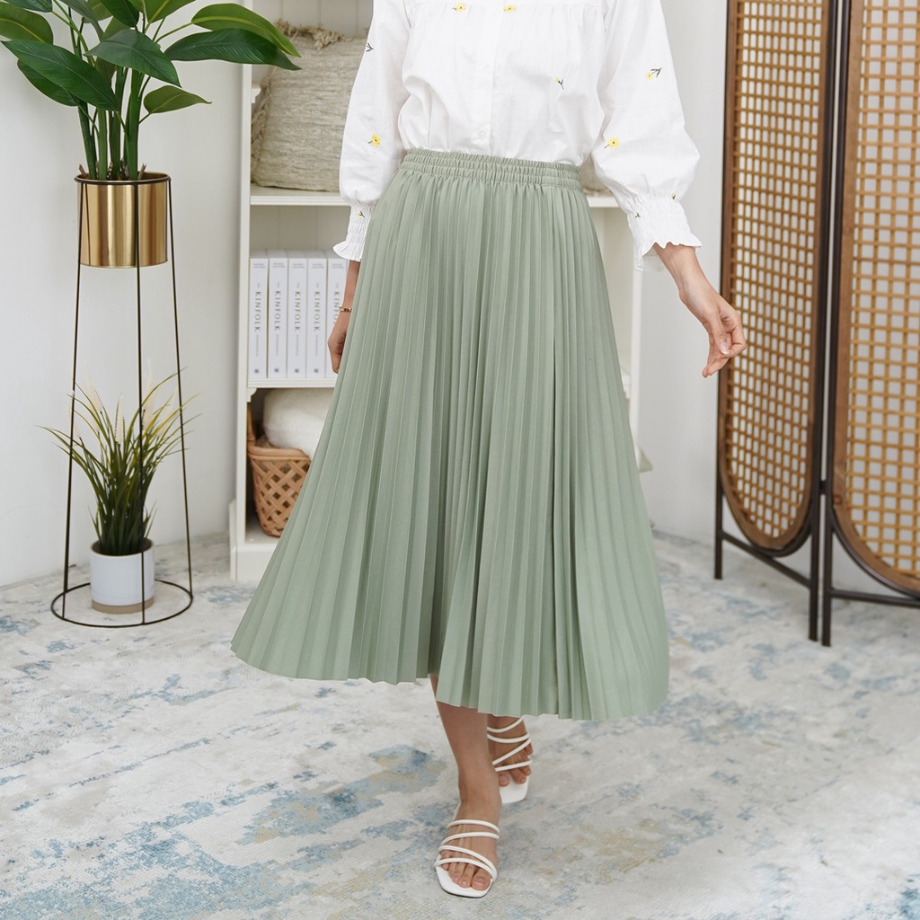 Beatrice Clothing Viena Midi Pleated Skirt - Rok Wanita-7