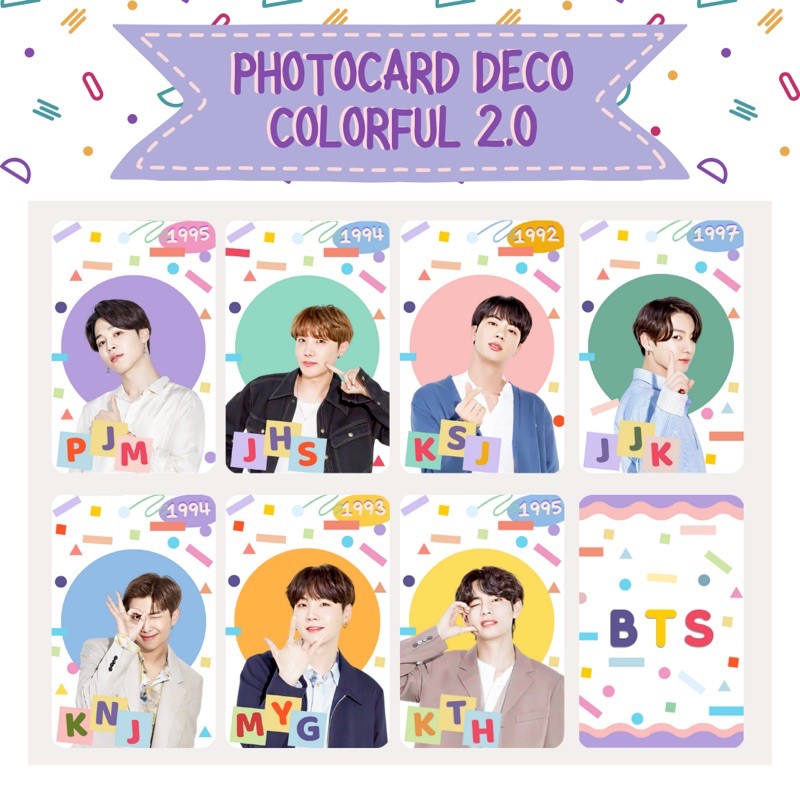 DECO PHOTOCARD PC COLORFUL 2.0 BTS RM / JIN / SUGA / J-HOPE / JIMIN / V / JK
