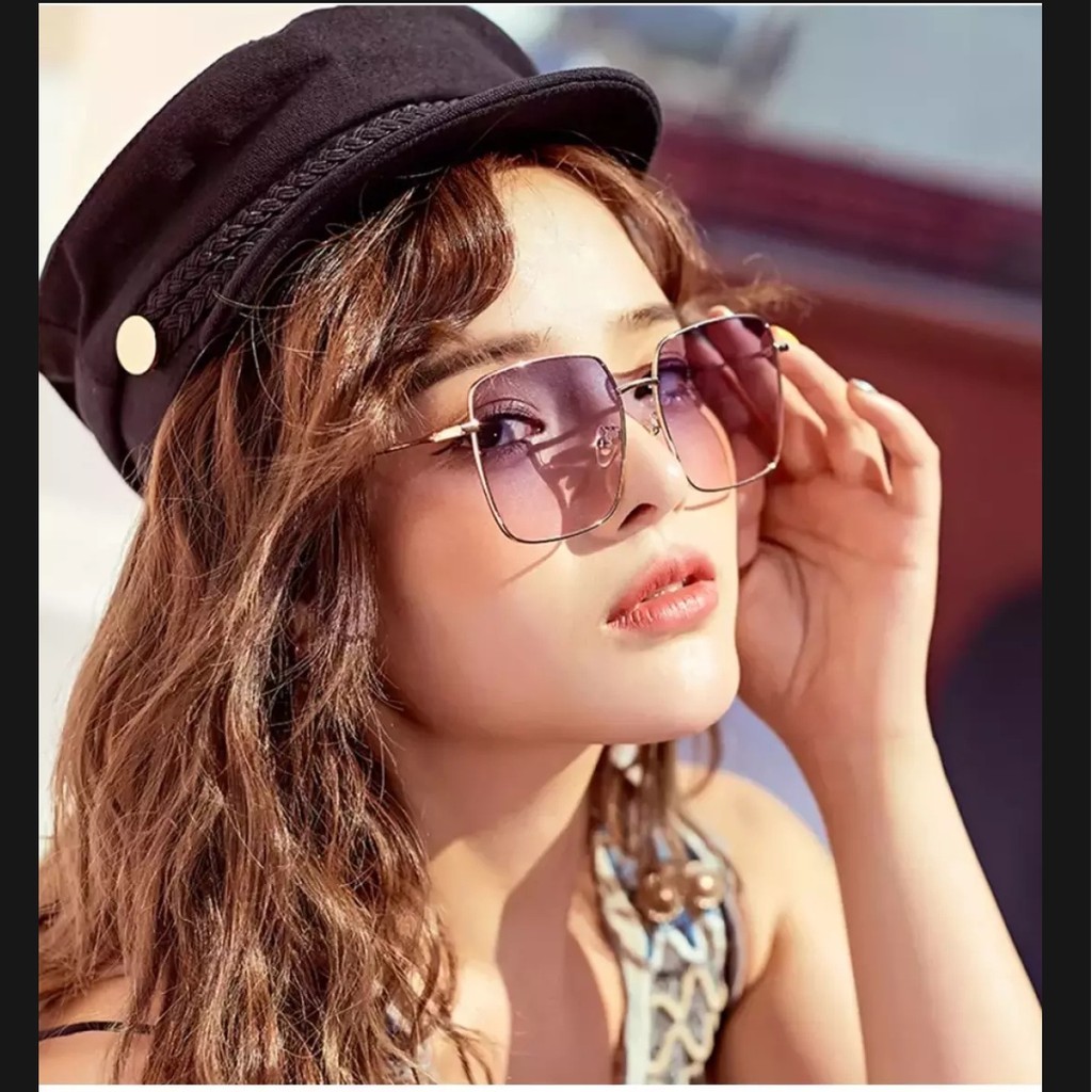 Kacamata Pria/Wanita-Fashion-Retro Vintage Segiempat Metal-Sunglasses-Korea KM K104 MH.ID