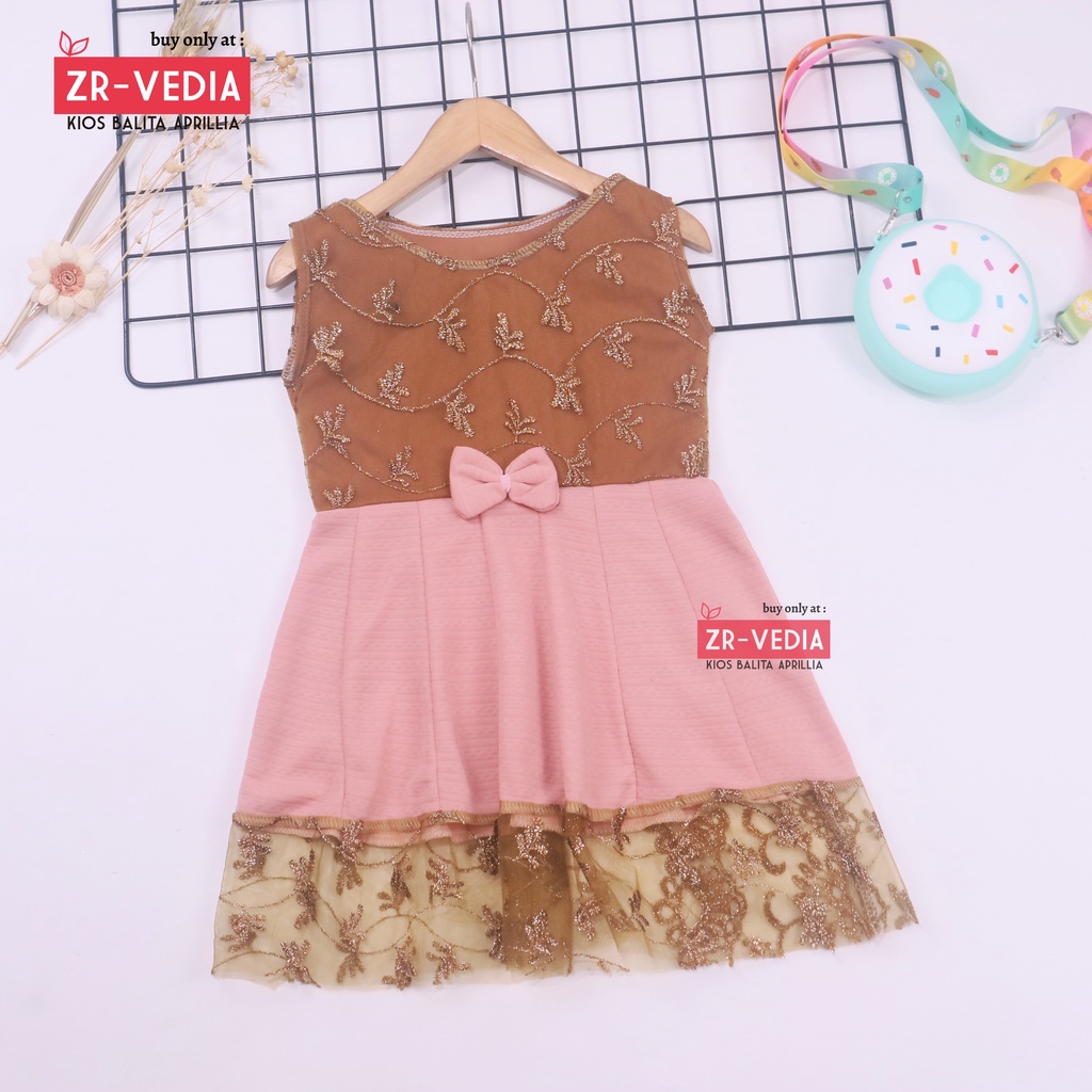 Dress Zulfa uk 1-2 Tahun / Dres Brokat Anak Perempuan Brukat Balita Cewek Pakaian Baju Import