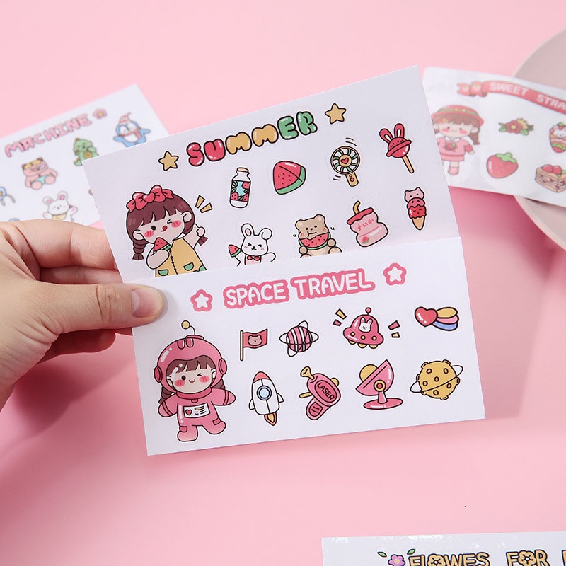 TERBARU COD Sticker Karakter Lucu Motif Wanita Korea Stiker Aesthetic Botol Cup Ponsel Serbaguna STC03 R2a