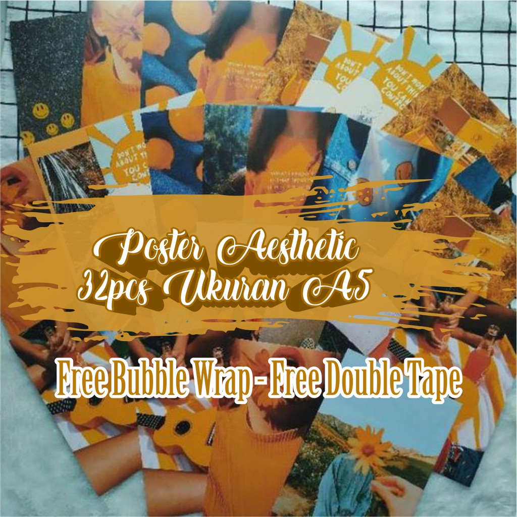 Poster Aesthetic Paket 32pcs A5 Poster Aesthetic Poster Dinding Poster Kamar Wallposter