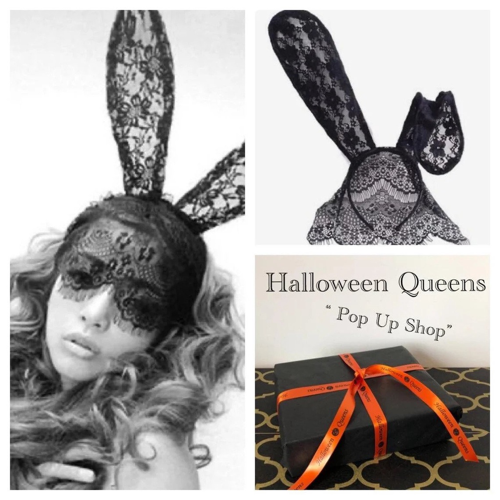 TBI Bando Playboy Bunny Ear Cat Woman Lace Bunny Long Ear Headband Accesories Kostum Pesta Topeng  Cosplay Bando Halloween Pesta Kustom properti Pesta