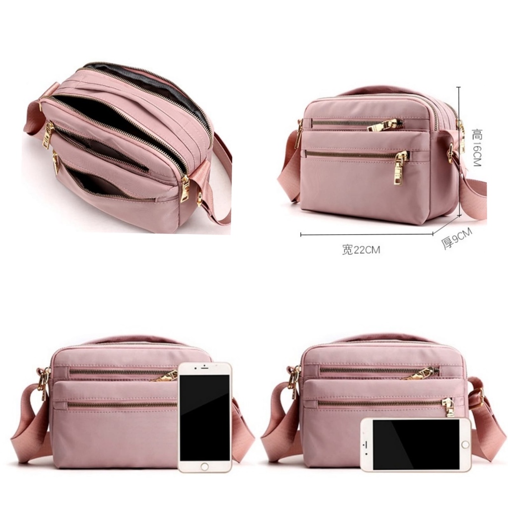 TAS SELEMPANG WANITA 5 RESLETING ANTI AIR PINK TA529P3 PREMIUM SLING BAG MANTUA KOREA IMPORT FASHION KEKINIAN REMAJA SIMPLE BATAM CASUAL BRANDED