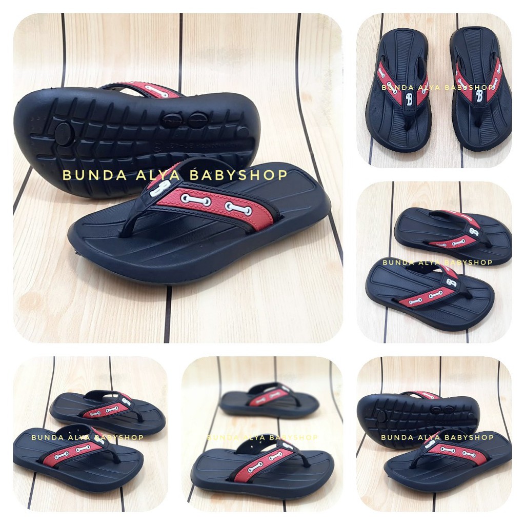 Sendal Anak Laki Jepit Karet Usia 3 4 Tahun Size 24 - 27 HITAM - Sandal Jepit Anak Cowok Balacca Anti Licin Karet