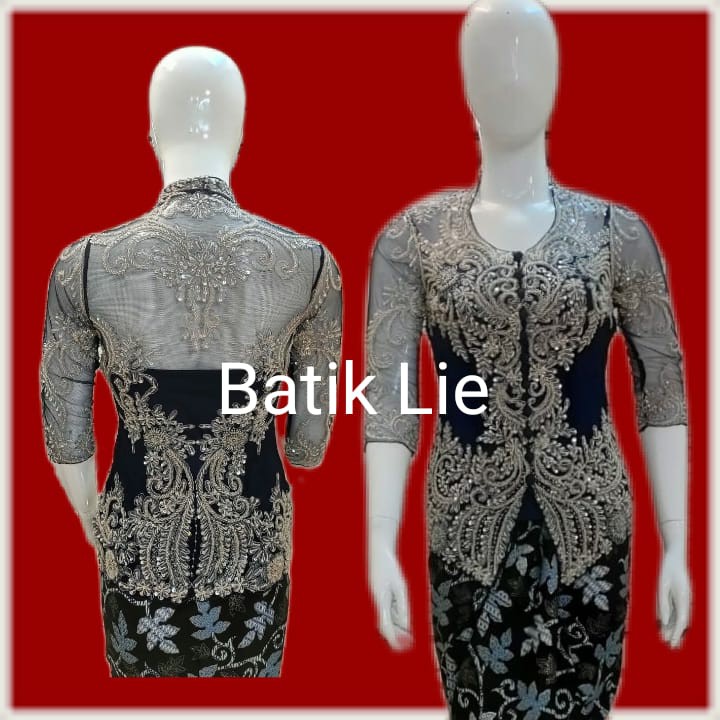 Baju Wisuda Payet Kebaya kerah Sunda Full Payet Warna Hitam Setelan