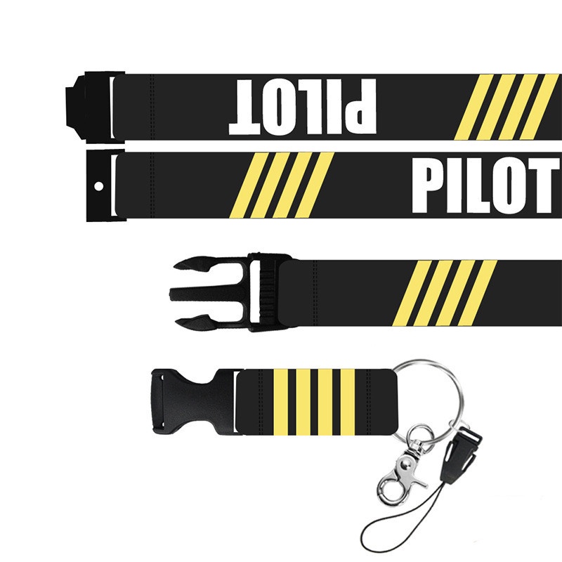 (LUCKID) Tali Lanyard Motif Tulisan remove before flight Untuk Kartu id / Kunci