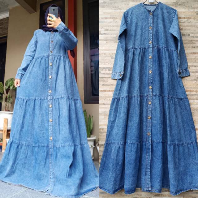 Gamis jeans (bahan denim import)