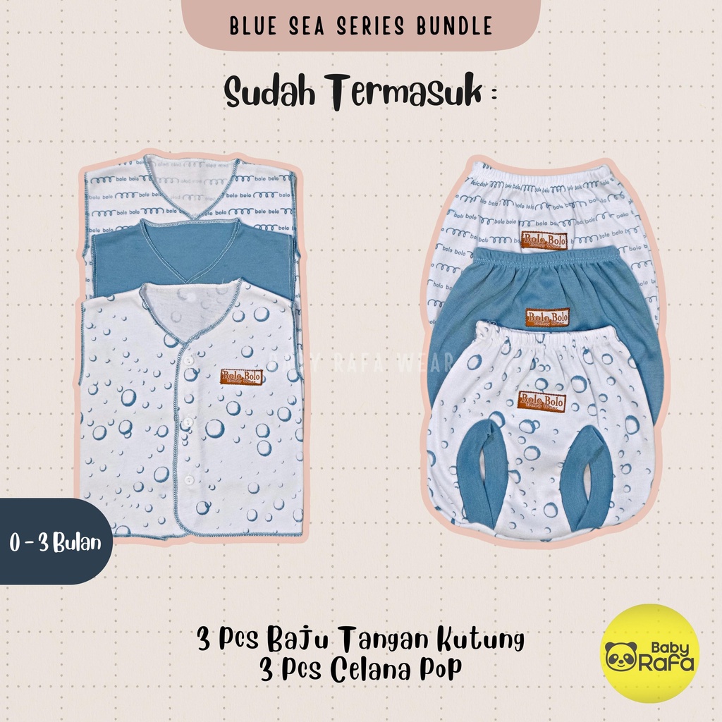 Serian Biru - 18 PCS Paket Lahiran Setelan Baju Bayi Celana Bayi Baru Lahir Gift Set Baby merk SNI Bolo - Bolo BLUE SEA SERIES