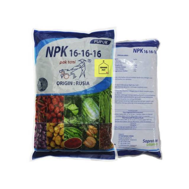 PUPUK PAK TANI NPK 16-16-16 BIRU ORIGIN RUSIA KEMASAN PABRIK 1 KG - NPK RUSIA