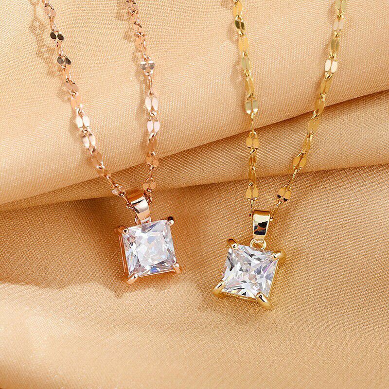 GG Kalung Diamond Kotak Rantai Ulir Titanium
