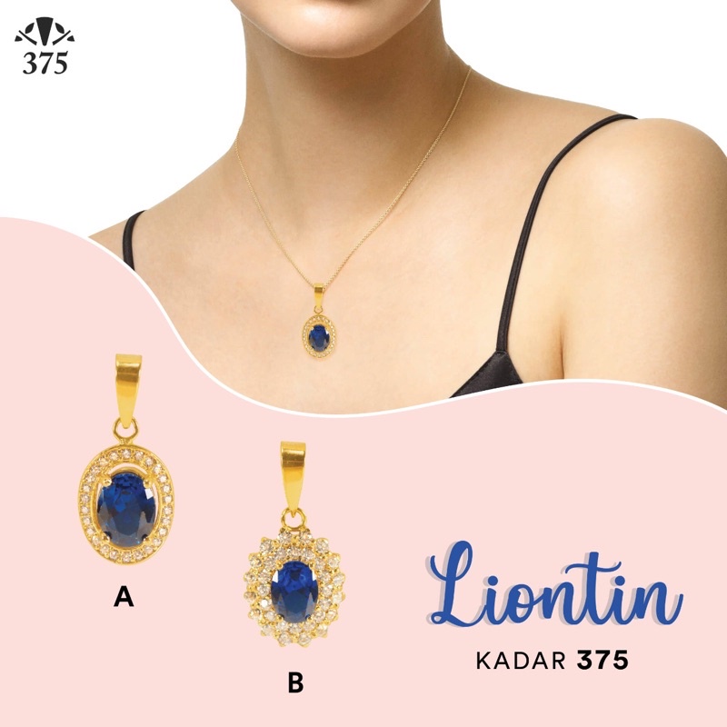 Liontin lady diana / liontin oval batu biru full batu keliling