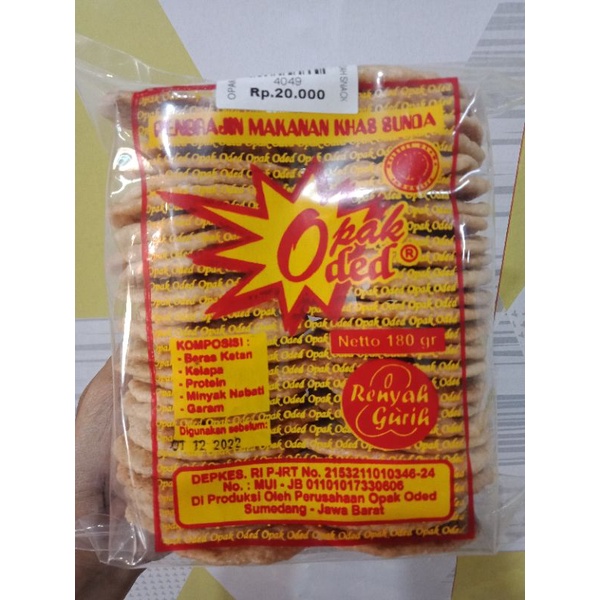 

opak oded/makanan khas bandung/opak/195g