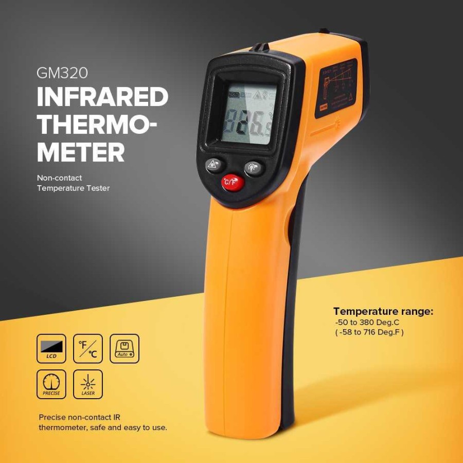 SMARTSENSOR Thermometer Laser Infrared Non Contact - AR862A+ - Orange