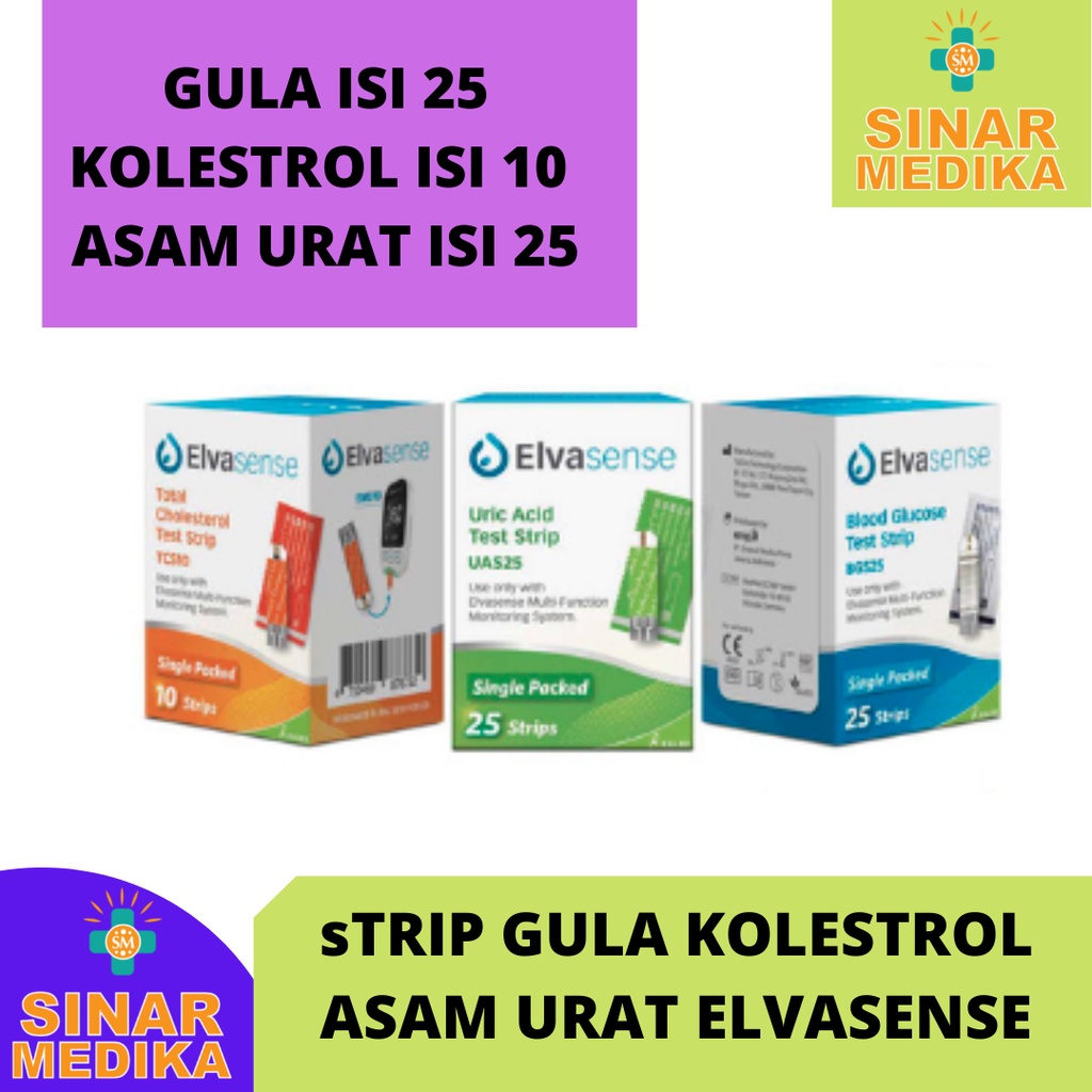 STRIP GULA KOLESTEROL ASAM URAT ELVASENSE EMS10 - Refill Isi Ulang Stik GDS, Kolestrol, AU Alat Cek Elvasense 3 in 1