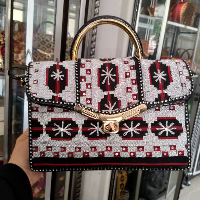 Tas tapis inces motif bintang catur silver