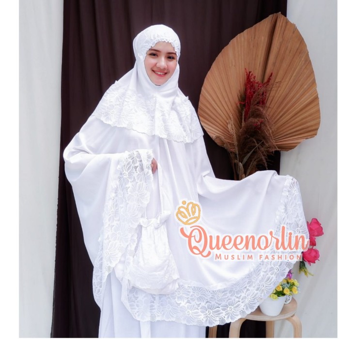 TERLARIS MUKENA KATUN RAYON SUPER RENDA MEWAH (ADEM DINGIN) - PUTIH