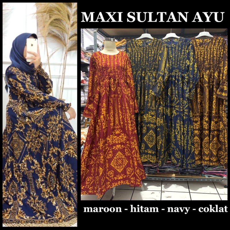 MAXY SULTAN AYU GAMIS JUMBO XXL KATUN RAYON SYAHRINI KERUT MAYUNG MEWAH PREMIUM DRESS MAXI MURAH