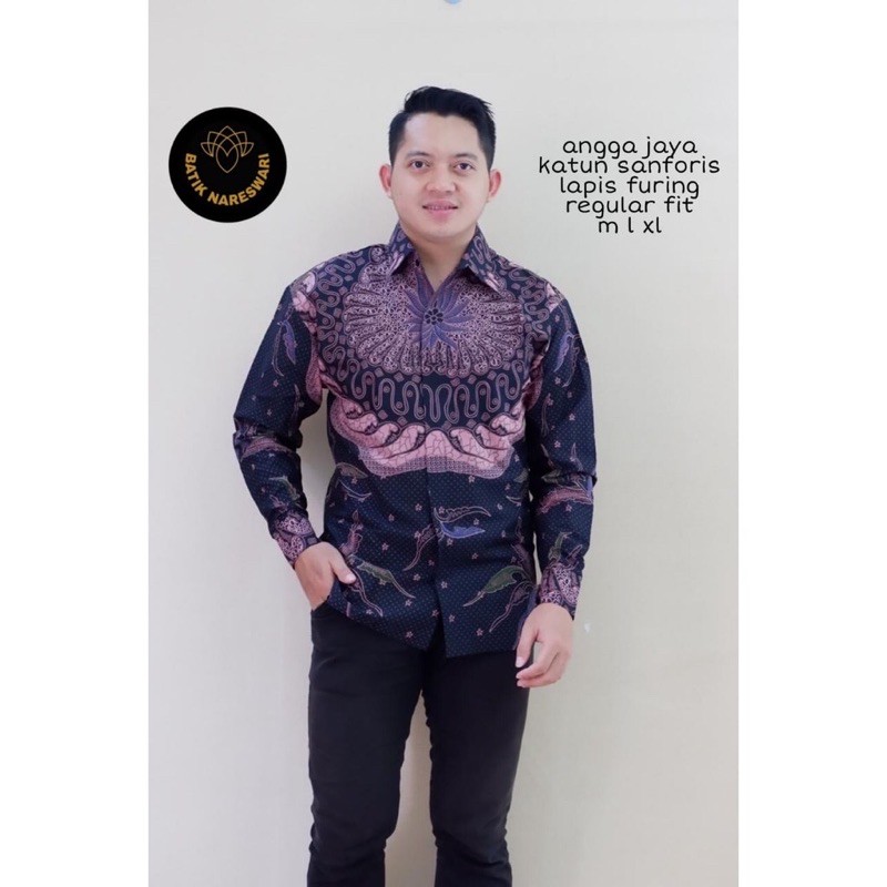 Batik Pria ANGGA JAYA Katun Halus Sanforis Full Furing Size S-XXXL High Quality