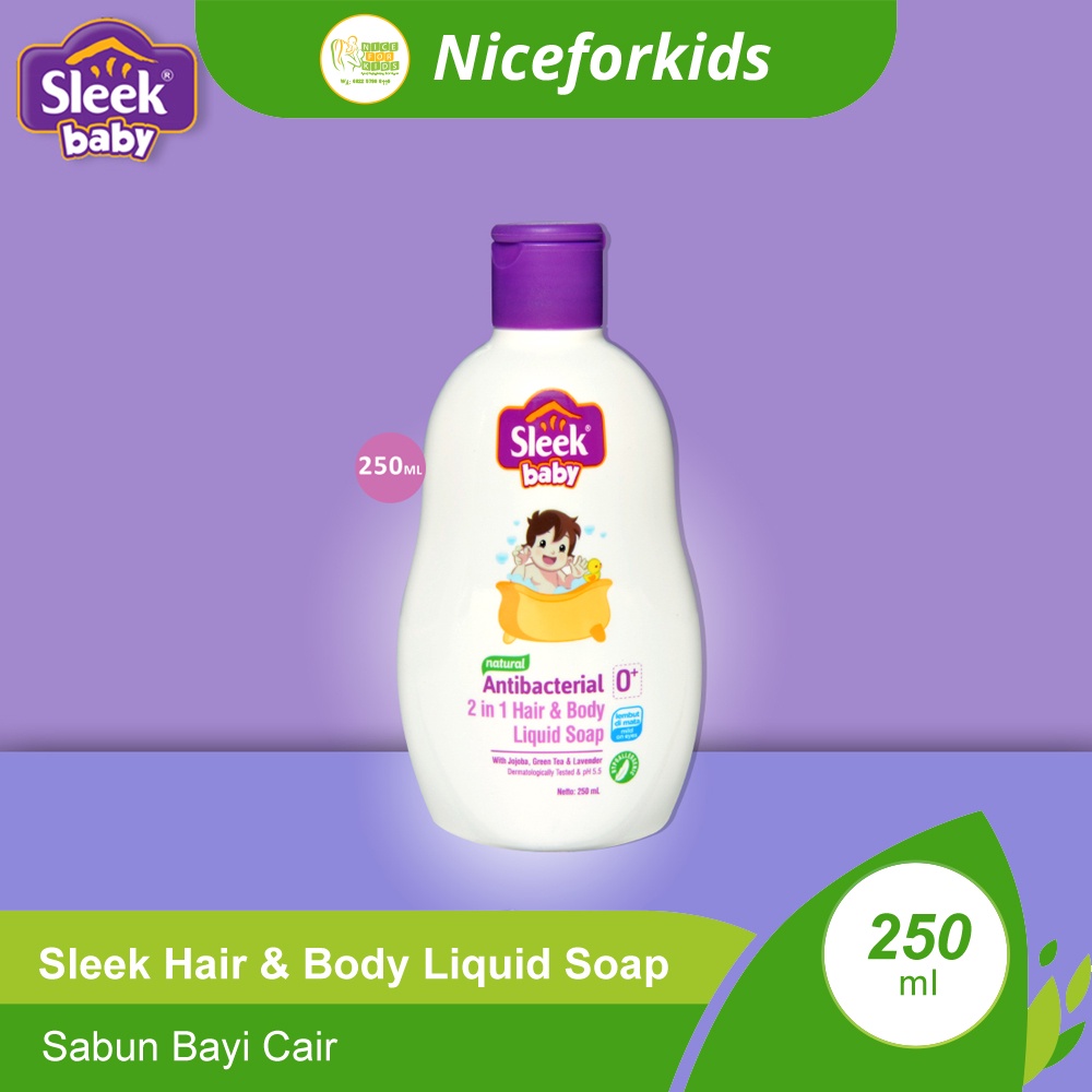 Sleek Baby Natural Antibacterial 2 in 1 Hair Andy Body Liquid Soap 120ml / 250ml / Sabun Mandi Bayi