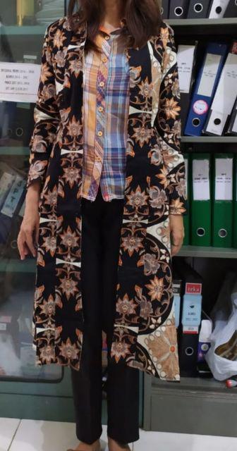 Cardigan Batik Wanita Katun Stretch Etnik Outer Big Size Ng140