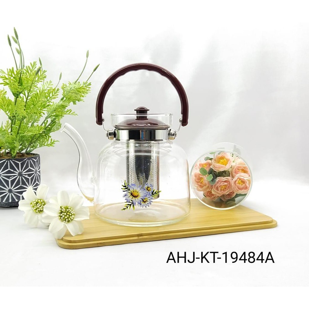 Teko Kaca TahanPanas/MakerTeko Teh Dengan Saringan/GLASS TEAPOT 1800ML