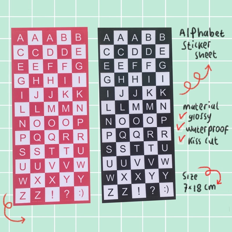 

1 Lembar Alphabet Sticker Sheet | Scrapbooking | Notes | Planer | Laptop | Hp