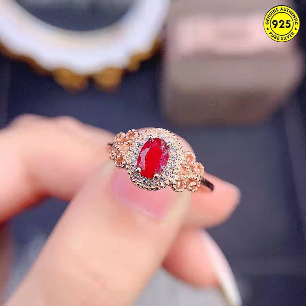 Cincin Model Terbuka Desain Merpati Ruby Warna Rose Gold