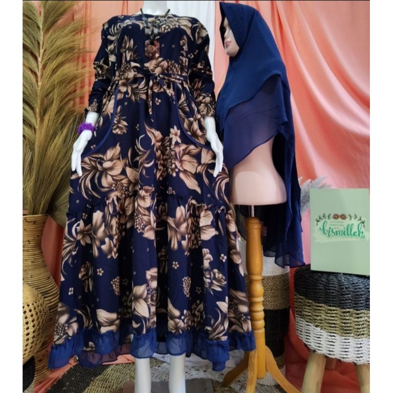 GAMIS SET HIJAB MONALISA MIX CERUTY SAKU KANAN DAN KIRI