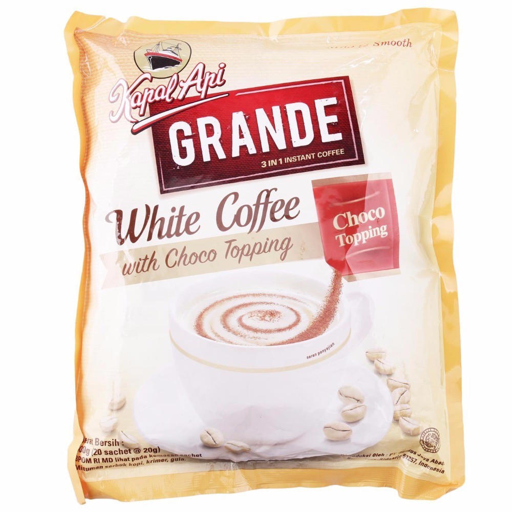 

KAPAL API GRANDE White Coffee with Choco Topping 400gr (20 sachet @20gr)