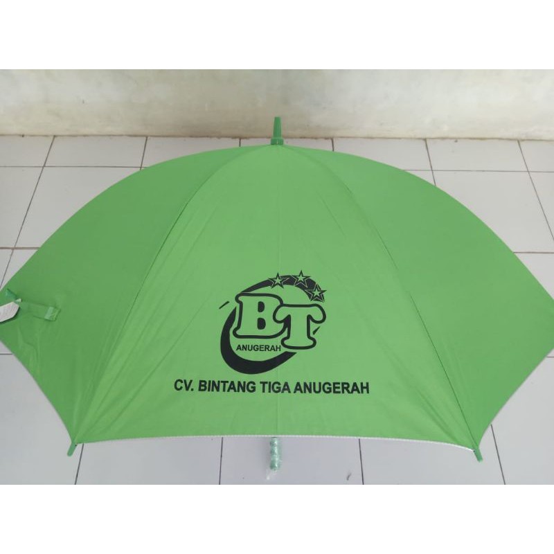 Payung Lipat 3 warna HIJAU bawah Silver UV Protection + Sablon Custom 1 film 1 warna 4 sisi