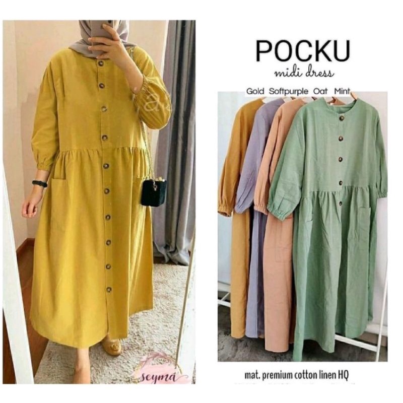 MIDI DRESS KATUN LINEN RAMI PREMIUM