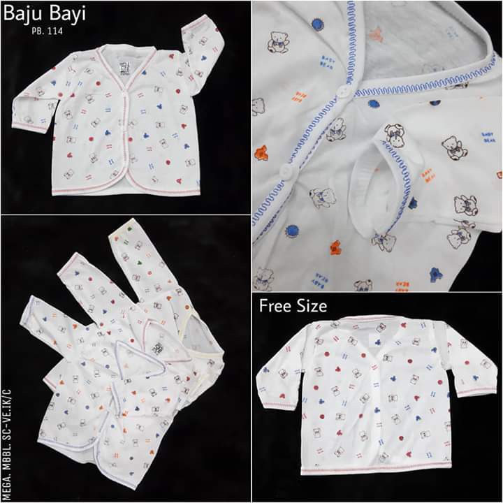 BAJU BAYI MEGDA LENGAN PANJANG - BAJU KANCING BAYI MERK MEGA MOTIF