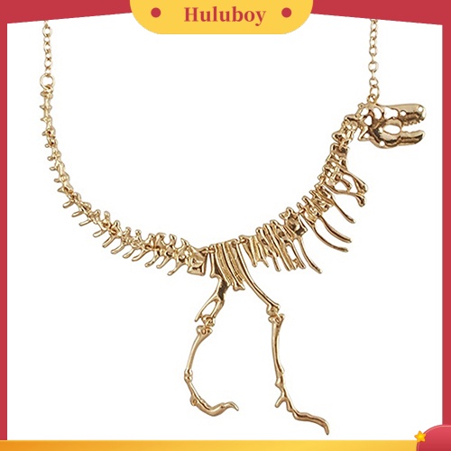 Hu Hu Hu Hu Hu Alat Bantu Pasang Kacamata♡ Kalung Rantai Liontin Tulang Dinosaurus Bahan Alloy Gaya Punk Untuk Unisex