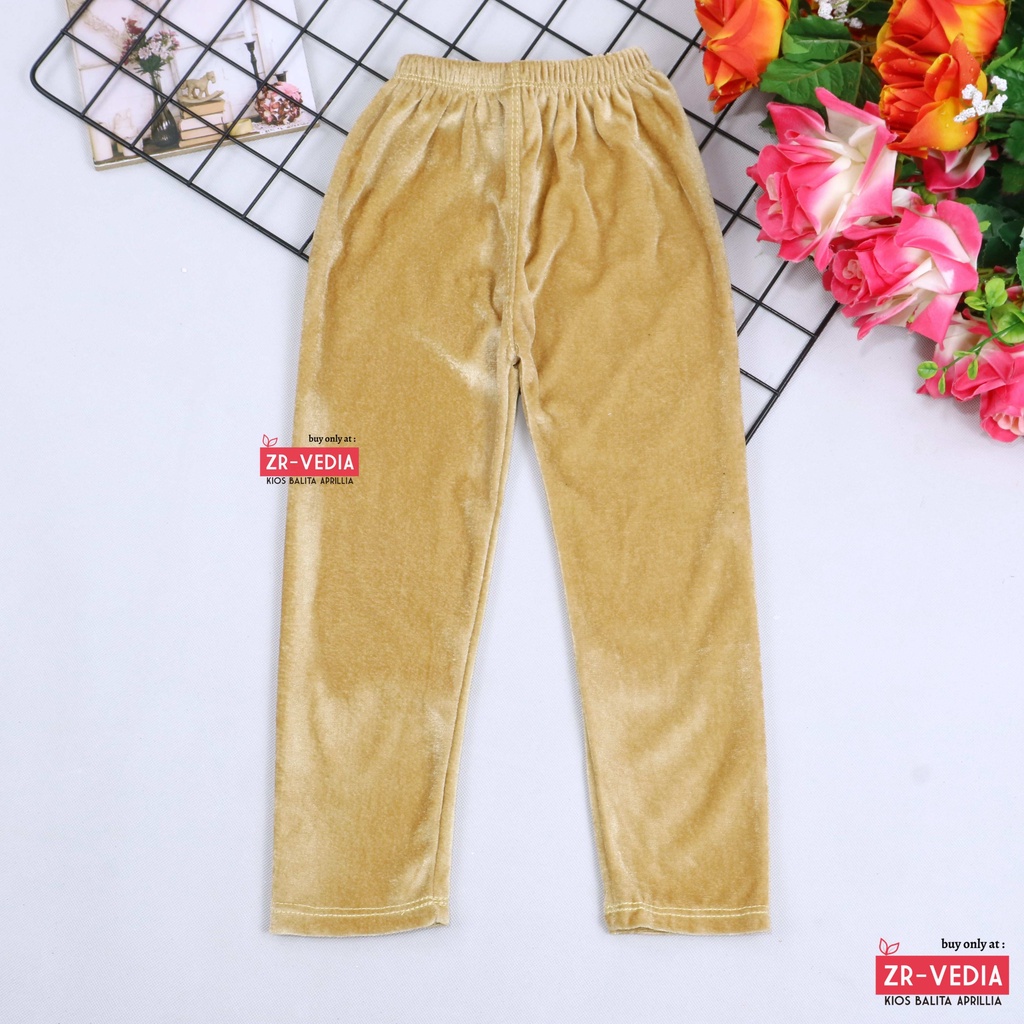 Legging Cleo 10-12 Tahun / Celana Leging Pants Anak Cewek Polos Perempuan Bludru Panjang Import