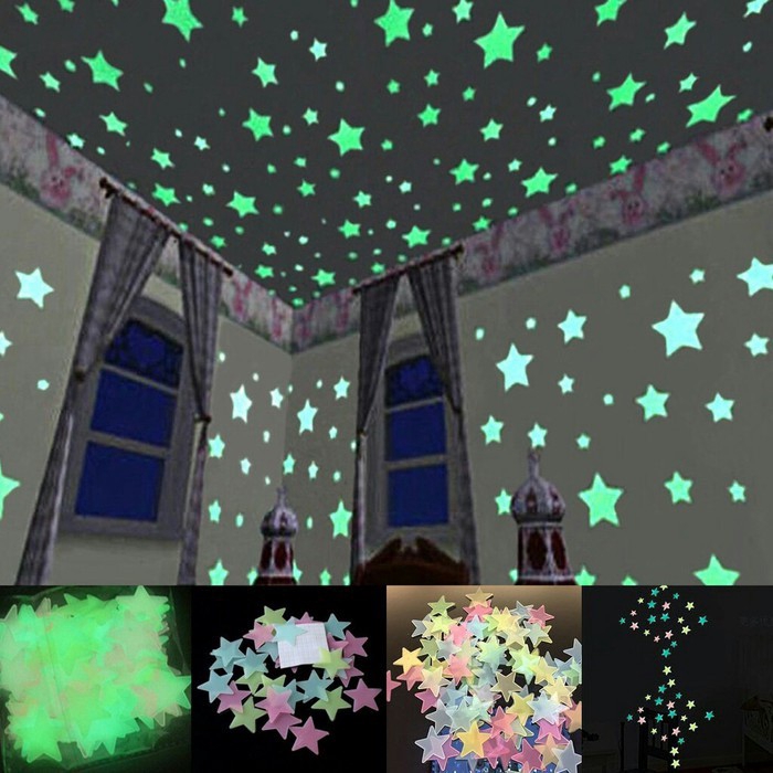 Sticker Bintang Glow In The Dark Hiasan Dinding Murah (isi 50pcs)