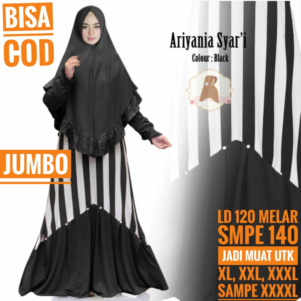 Gamis Syar'i Jumbo XXXXL LD 120-140 Ariyania Moscrepe Big size Polos Khimar Panjang