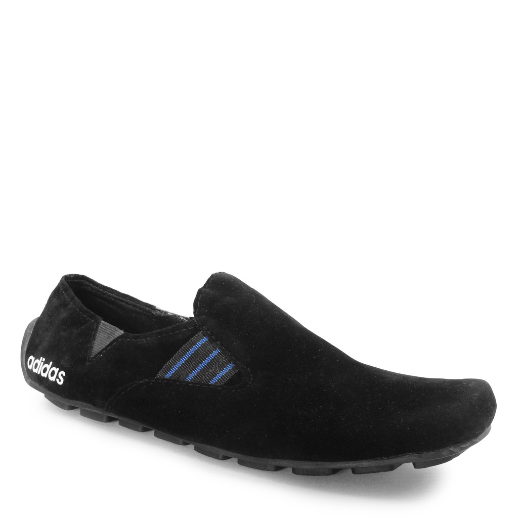 BIG SALE!! Sepatu Selop Pria Adidas Suarez Hitam List Biru Slip On Suede Formal Kasual Santai Kerja