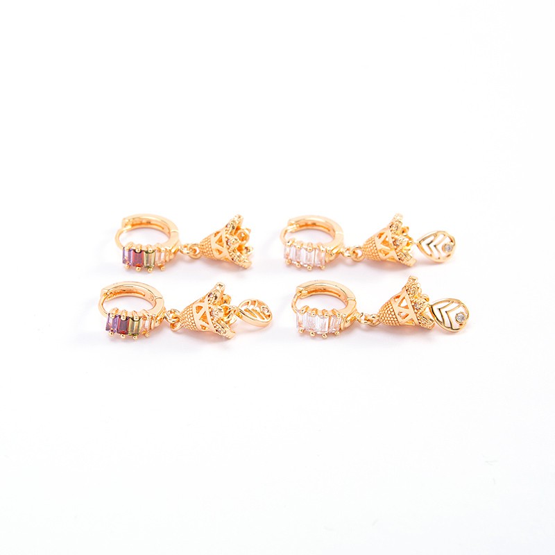 [√COD]A-245 Anting wanita grosir murah dengan batu permata berlapis emas DIY lonceng kecil-5