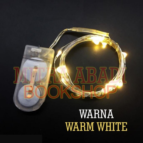 Lampu Natal Kawat Tembaga LED Batre CR2032 10 LED 1 Meter