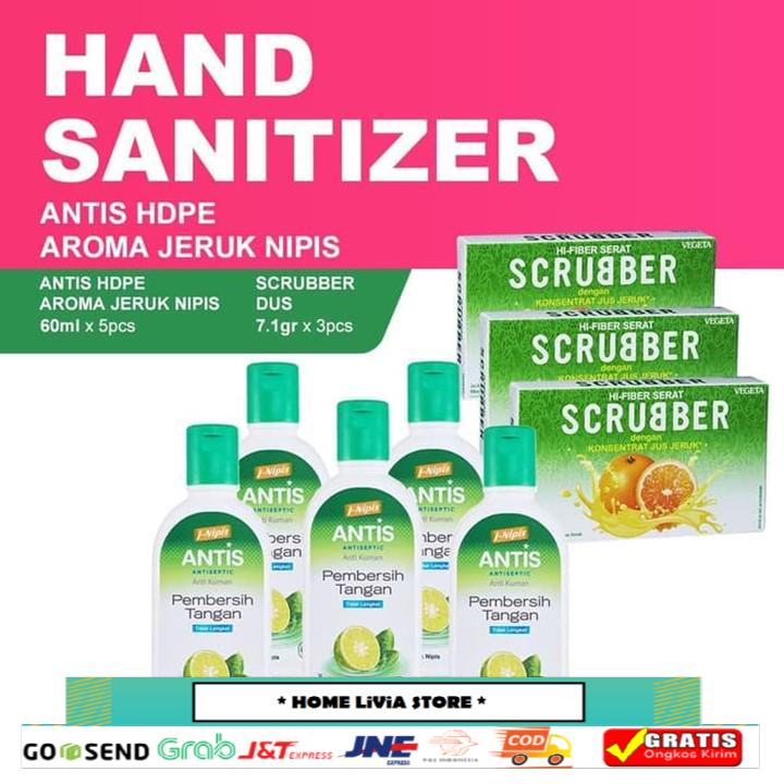 

Antis Hand Sanitizer Gel Jeruk Nipis 5 x 60 mL + Vegeta Scrubber Jeruk Dus 6's x 3
