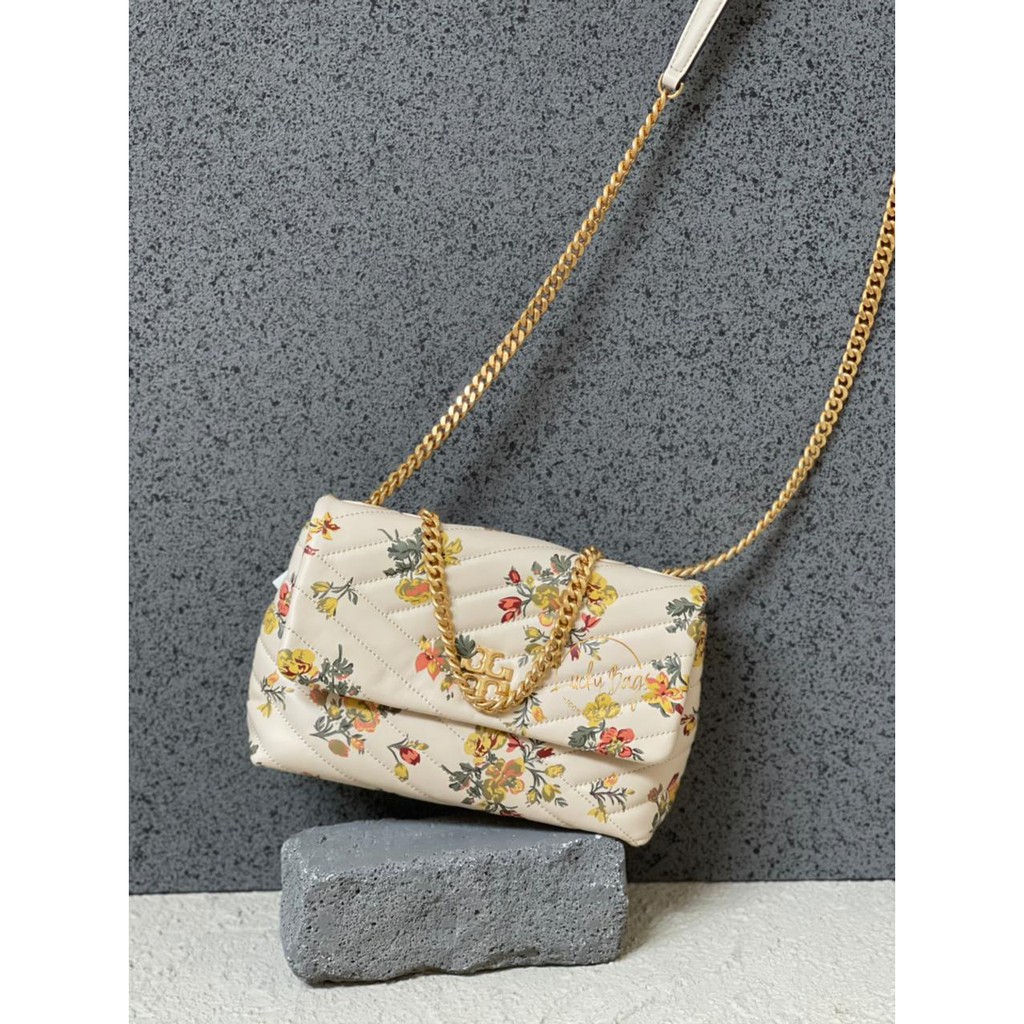 tas wanita tb original / tory burch kira chevron printed small convertible shoulder bag rose floral