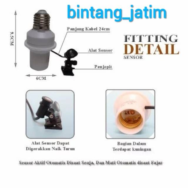 fitting sensor lampu/ fitting sensor siang malam