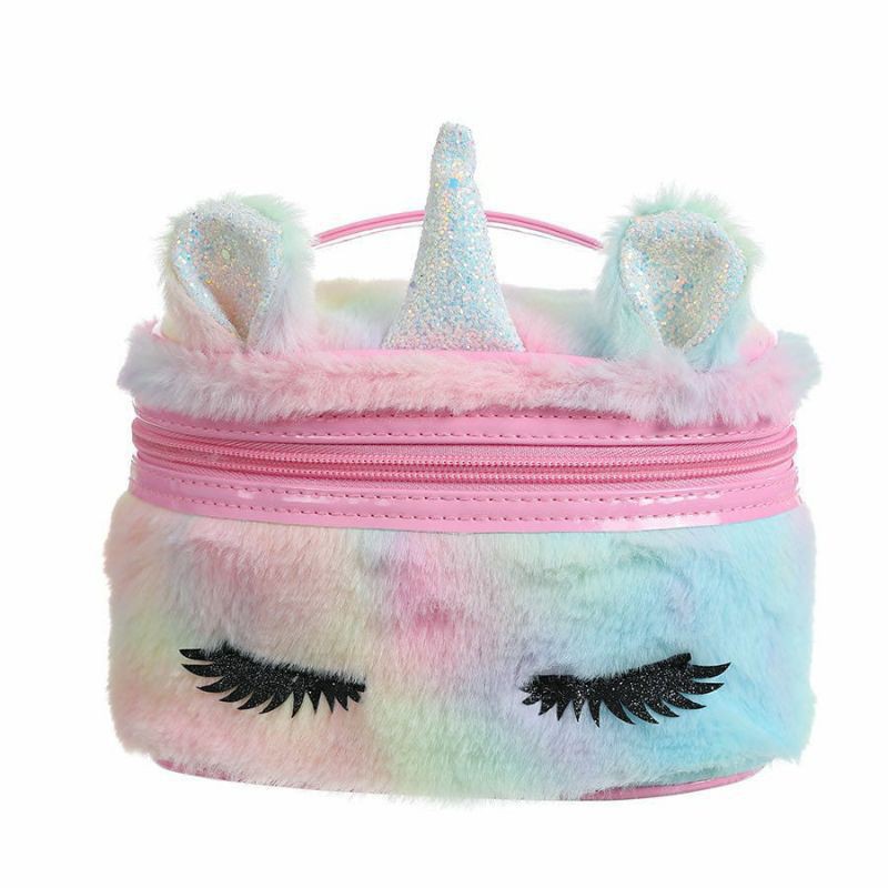 LUNCH BOX/TEMPAT MAKEUP/TEMPAT BEKAL ANAK UNICORN UNIK BULU HALUS LEMBUT TEBAL/TAS ANAK/TAS BEKAL TK