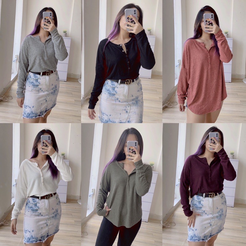 OLDNAVY WAFFLE KNITTED TOP - ATASAN SWEATER RAJUT ORIGINAL BRANDED-2