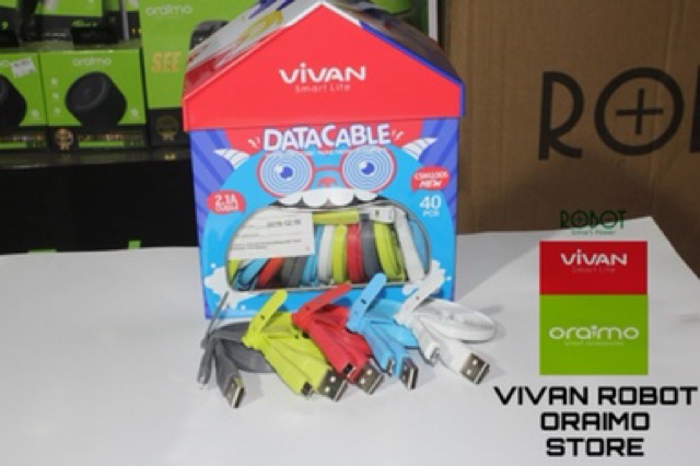Kabel data Vivan fast charger CSM 100 S / CSM100S for micro 2.1A 1meter Warna rundom