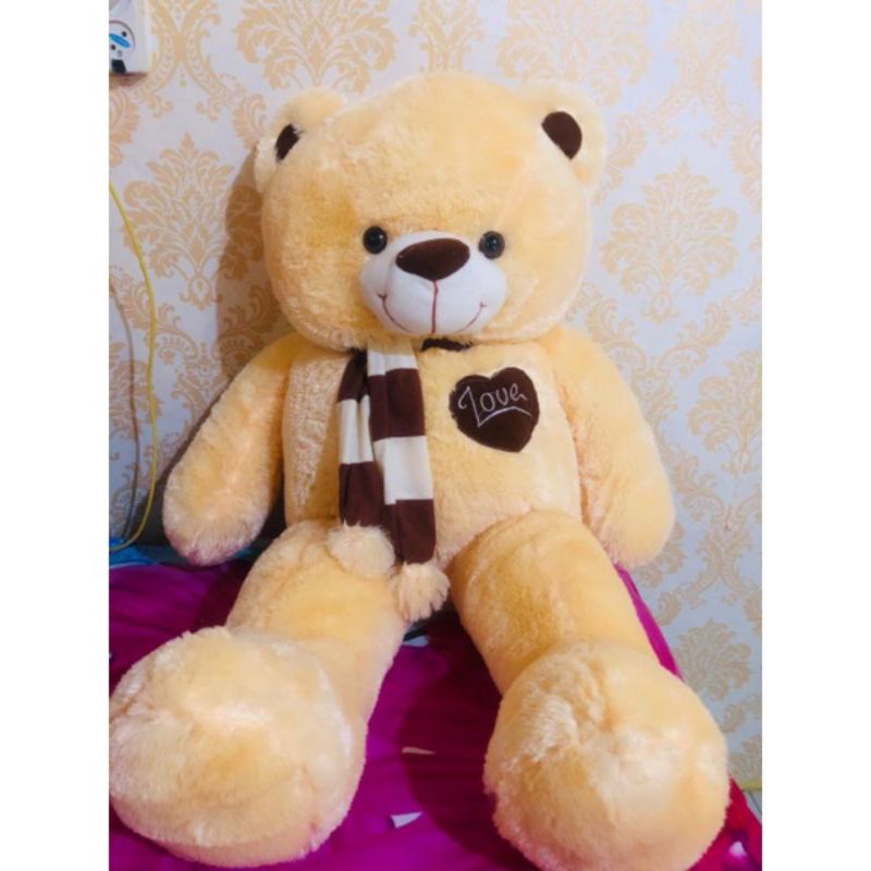 boneka teddy bear love syal premium SNI